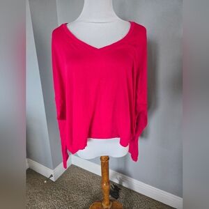 Anthropologie Hot Pink Long Sleeve Top Large (Oversized)